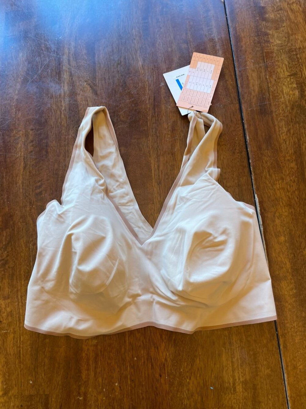 NWT True&Co True Body V-Neck Bralette Wireless XL Nude Removable Cups